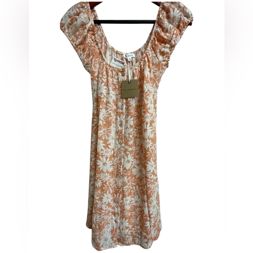 Blu Pepper Floral Peasant Mini Dress (Size Tag Medium) Fits like an Extra Small